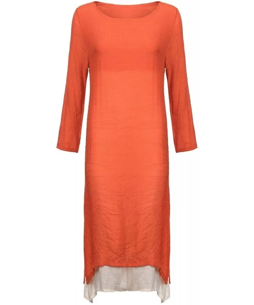 Cover-Ups Women's Maxi Dresses Solid Kaftan Loose Cotton Long Dress Improve for Americans - D-orange - CC195WMAO08