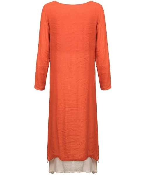 Cover-Ups Women's Maxi Dresses Solid Kaftan Loose Cotton Long Dress Improve for Americans - D-orange - CC195WMAO08