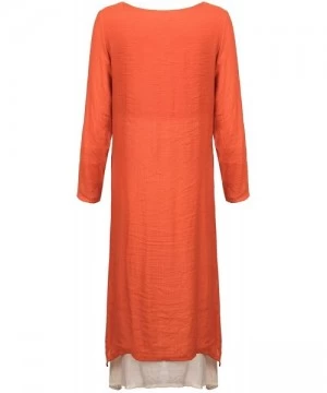 Cover-Ups Women's Maxi Dresses Solid Kaftan Loose Cotton Long Dress Improve for Americans - D-orange - CC195WMAO08