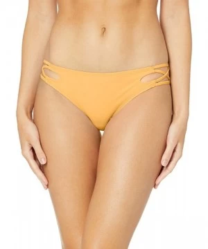 Tankinis Women's Strappy Lace Up Side Bikini Swim Bottom - Yellow - CW18KHT3UYT