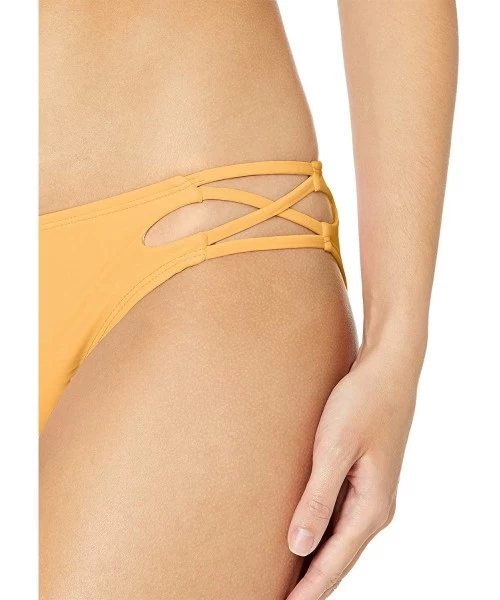 Tankinis Women's Strappy Lace Up Side Bikini Swim Bottom - Yellow - CW18KHT3UYT