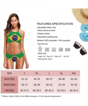 Sets Womens Bikini Set Colombia Flag Sexy Halter Two Piece Triangle Swimsuits Beach - National Brazil Flag - C0190THX53E