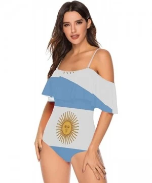 One-Pieces Trinidad and Tobago Flag Women One Piece Flounce Swimsuit Off Shoulder Bikini - Argentina Flag - C818UT49AIT