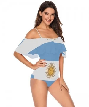 One-Pieces Trinidad and Tobago Flag Women One Piece Flounce Swimsuit Off Shoulder Bikini - Argentina Flag - C818UT49AIT