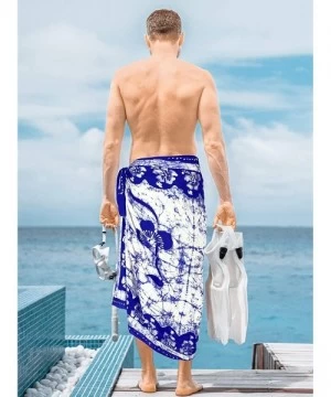 Cover-Ups Men's Loungewear Hawaii Sarongs for Men Plus Size Beach Wrap Vacation - Blue_p345 - C812EVHU1KD