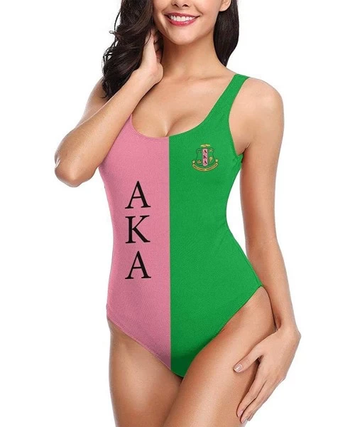 Sets Alpha Kappa Alpha One-Piece Swimsuit Women Swimwear Sexy Fashion Swimsuit - Black - CY19CH6D5UL