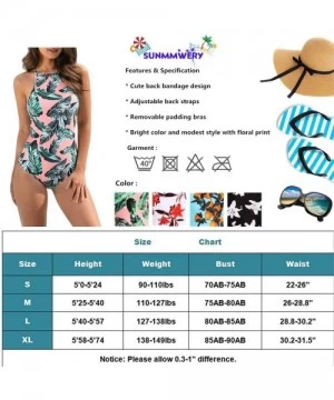 One-Pieces Womens One Piece Swimsuit Leaf Print Back Bandage Padded Monokinis Bathing Suits - Pink - C61936NXUHO