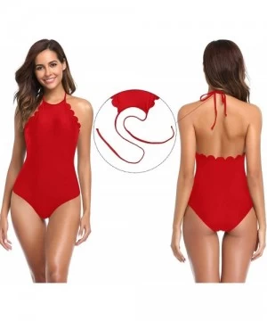 Racing Women's Deep V Padded Backless High Cut Leotard One Piece Swimsuits Bathing Suits - Rose Red - C - C9187I3H5I5