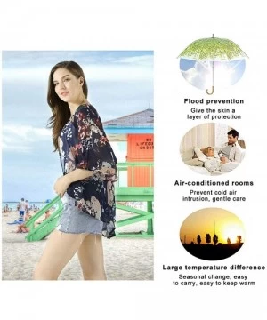 Cover-Ups Womens Floral Chiffon Casual Cardigan - Bikini Half Sleeve Kimono Shawl Sun Protection Blouses Beach Wear Cover ups...