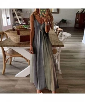 Cover-Ups Cami Tank Dresses for Women Elegant Summer V Neck Tie Dyed Maxi Dress Sleeveless Long Dresses Beach Sundress - C719...