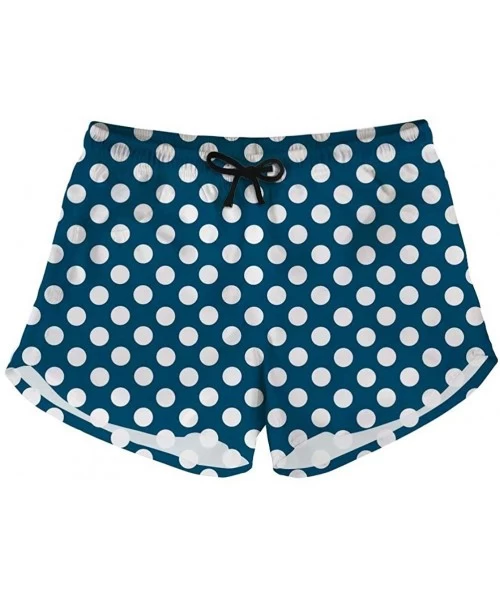 Board Shorts Womens Board Short Side Pocket Swim Bottom Trunks Quick Dry - Blue Polka Dot - CH18RXSXYHM