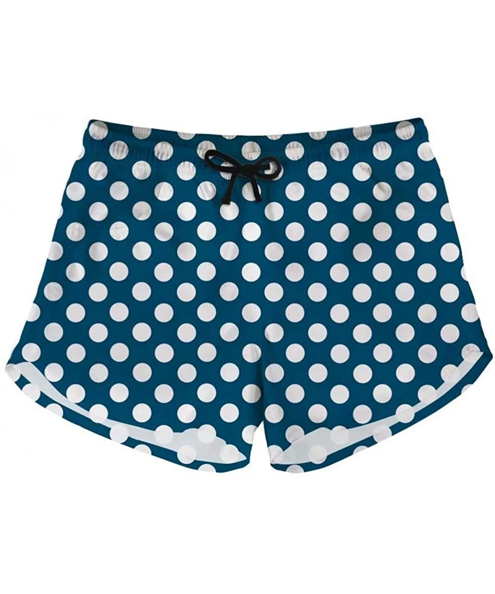 Board Shorts Womens Board Short Side Pocket Swim Bottom Trunks Quick Dry - Blue Polka Dot - CH18RXSXYHM