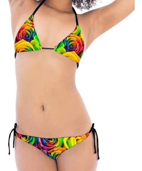 Sets Florals Sexy Women Tie Side Triangle Bikini Set 2 Piece Swimsuit - Floral 1 - CW18O4AH6U7