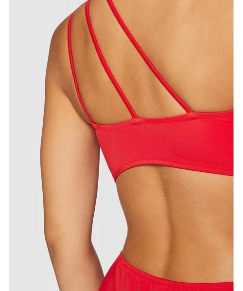 One-Pieces Women's Cut Out One Shoulder High Leg Swimsuit - Red - CR1923CW536