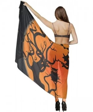 Cover-Ups Women Chiffon Scarf Sunscreen Shawl Wrap Swimsuit Cover Up Beach Sarongs Halloween Witches Pumpkins Bats Owl Moon -...