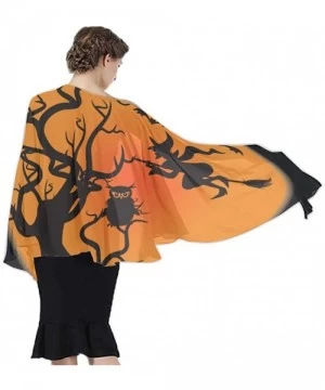 Cover-Ups Women Chiffon Scarf Sunscreen Shawl Wrap Swimsuit Cover Up Beach Sarongs Halloween Witches Pumpkins Bats Owl Moon -...