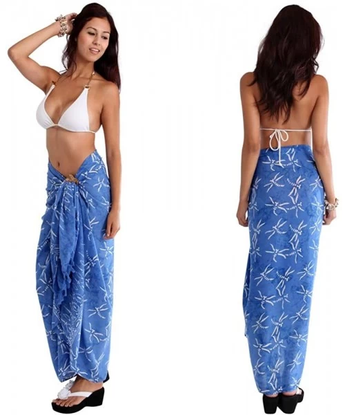 Cover-Ups Womens Dragonfly Swimsuit Cover-Up Sarong - Blue-booklet - CS18U8MEUN3