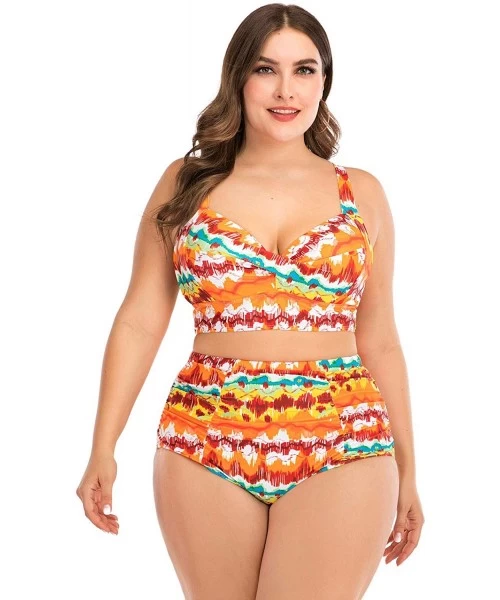 One-Pieces Women's Floral Bikini Swimsuits Push up 2 Piece Swimwear Bathing Suits Plus Size - Floral 03 - CA196X4G5CX