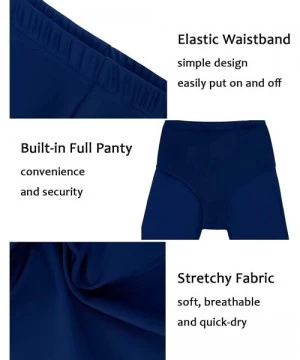 Bottoms High Waisted Swim Shorts for Women Skinny Board Shorts Long Sports Swimsuit Bottoms - Prussian Blue - C61926SHTAD