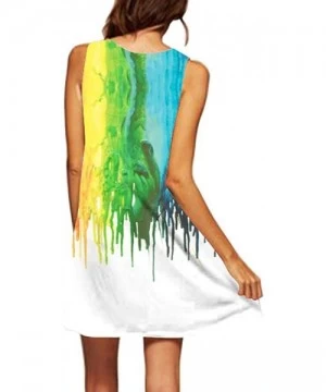 Cover-Ups Women's Boho Beach Cover Up T-Shirt Short Dress - Color Paint - CA18RNXU9NS