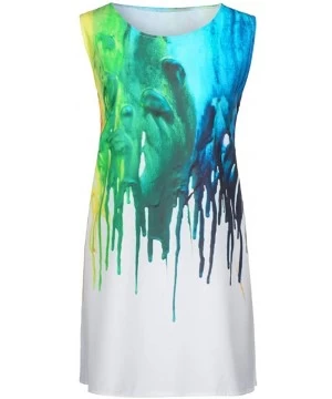 Cover-Ups Women's Boho Beach Cover Up T-Shirt Short Dress - Color Paint - CA18RNXU9NS