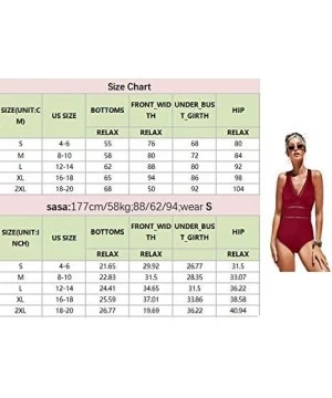 One-Pieces Monokini Swimsuit for Women Plunge Mesh V Neck One Piece Bathing Suits Push up Elegant Solid Printed Swimwear S XX...