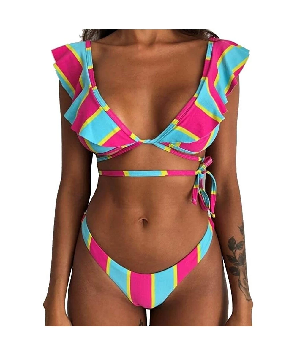 Sets Women's Strappy Swimwear High Waist Thong 2PCS Bikini Sets Swimsuit - Color14 - CL18QITLKS8