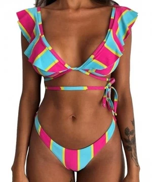 Sets Women's Strappy Swimwear High Waist Thong 2PCS Bikini Sets Swimsuit - Color14 - CL18QITLKS8