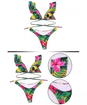 Sets Women's Strappy Swimwear High Waist Thong 2PCS Bikini Sets Swimsuit - Color14 - CL18QITLKS8