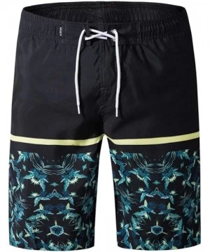 Board Shorts Men's Swim Trunks Quick Dry Beach Board Shorts Printed with Mesh Lining - I-black - CV197EOZDKT