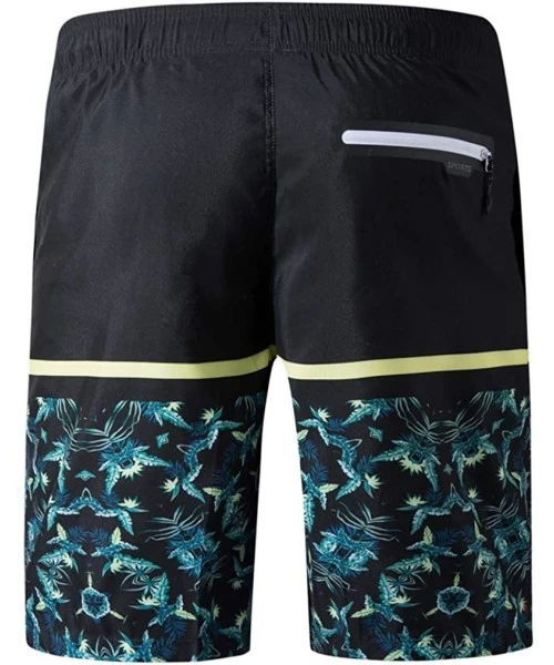 Board Shorts Men's Swim Trunks Quick Dry Beach Board Shorts Printed with Mesh Lining - I-black - CV197EOZDKT