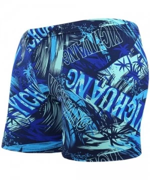 Trunks Men's Fashion Print Square Leg Swimsuit - Letter Blue - CT18OU80AXE