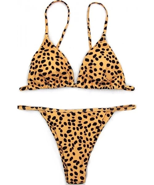 Sets Sexy Bikini Cheetah Leopard Print Swimwear Women Push Up Bikini Micro Thong Swimsuit Bathing Suit Brazilian Biquini - Po...