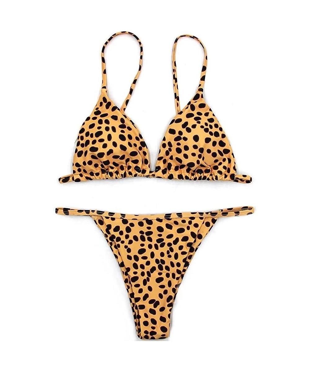 Sets Sexy Bikini Cheetah Leopard Print Swimwear Women Push Up Bikini Micro Thong Swimsuit Bathing Suit Brazilian Biquini - Po...