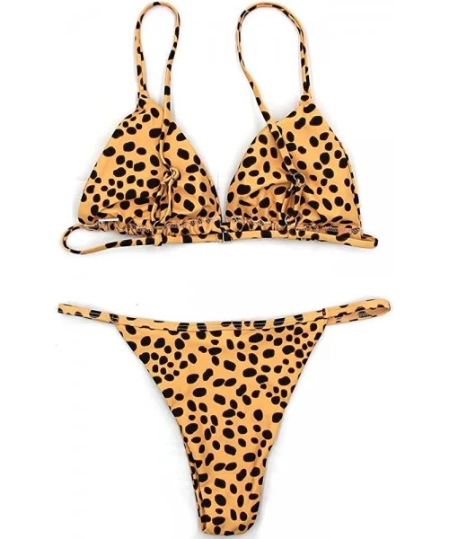 Sets Sexy Bikini Cheetah Leopard Print Swimwear Women Push Up Bikini Micro Thong Swimsuit Bathing Suit Brazilian Biquini - Po...