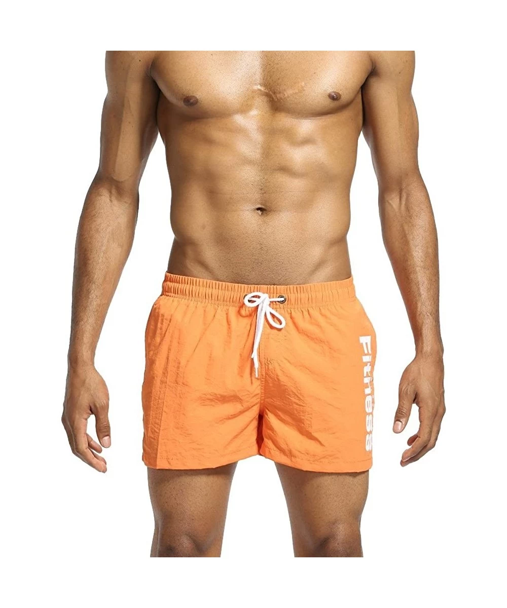 Trunks Men's Swimwear Running Surfing Sports Beach Camouflage Shorts Trunks Board Pants - Orange - C218SK3UCG6