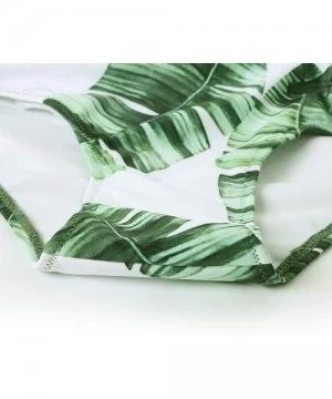 Sets Women Vintage Halter Ruched Bikini High Waisted Push Up Swimsuits - Leaf Army Green - CX194IU0TR3