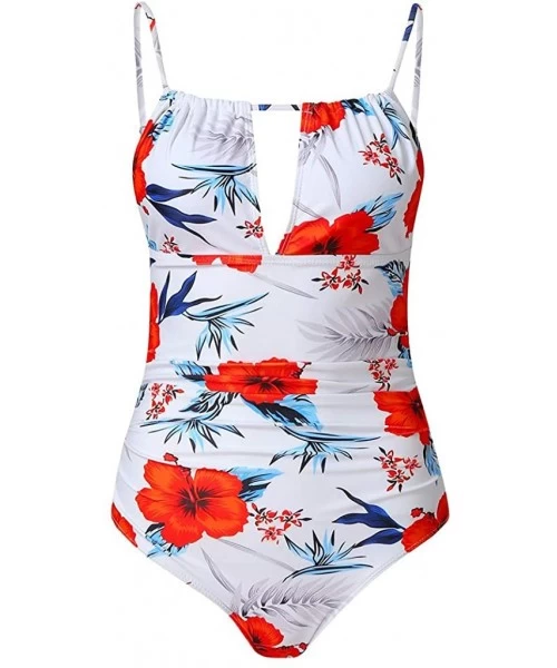 One-Pieces One Piece Monokini Swimsuits for Women Sexy Tummy Control Floral Print Bathing Suit Summer Beach Bikini Swimwear W...