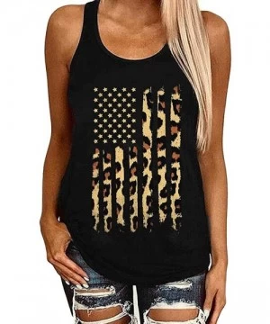 Racing Women's Sleeveless Tank Tops Sunflower Graphic Tees American Flag Summer Casual Loose T Shirt Blouse - Black10 - CR199...