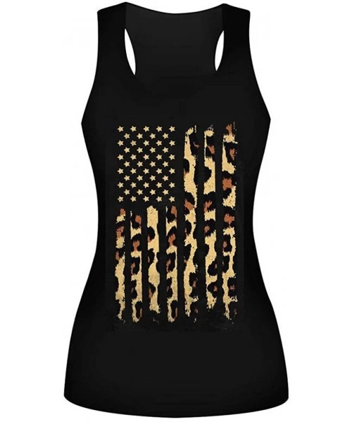 Racing Women's Sleeveless Tank Tops Sunflower Graphic Tees American Flag Summer Casual Loose T Shirt Blouse - Black10 - CR199...