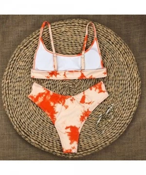 Sets Tie Dye Swimsuits for Women Girls 2020 Summer Two Piece Bikini Sets Crop Top High Waisted Swimwear Bathing Suits - 2 - O...