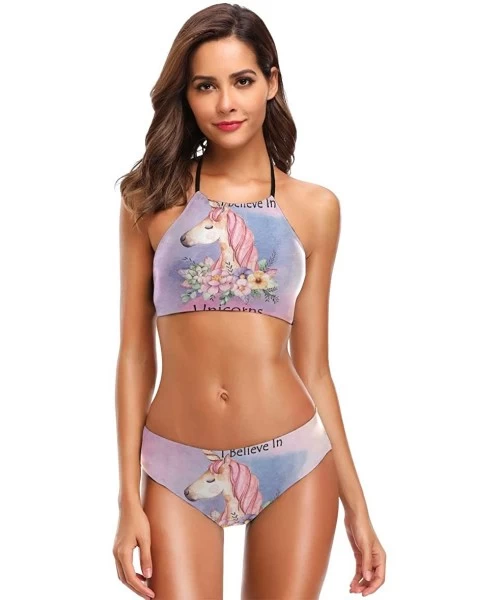 Sets It is Okay to Be Narwhal Women's Sexy Bikini Bathing Suits Set Swimwear Beachwear - I Believe in Unicorns - C318M4TXCMC