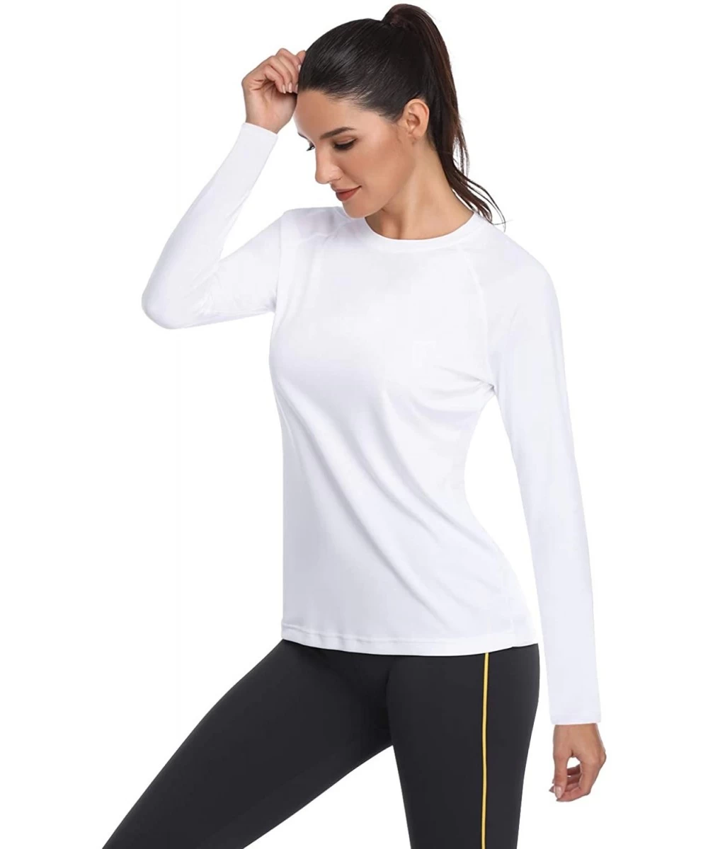 Cover-Ups Women's UPF 50+ Sun Protection Long/Short Sleeve Outdoor T-Shirt Athletic Top Rashguards - No Thumbhole-white - CG1...