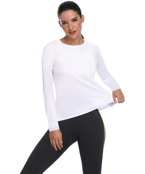 Cover-Ups Women's UPF 50+ Sun Protection Long/Short Sleeve Outdoor T-Shirt Athletic Top Rashguards - No Thumbhole-white - CG1...