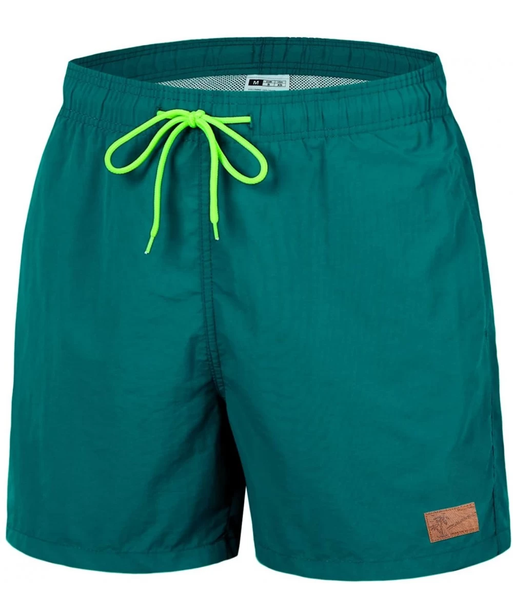 Trunks Mens Swim Trunks Quick Dry Swim Shorts with Mesh Lining Swimwear Bathing Suits - Long-dark Green - CY18UX6IY27