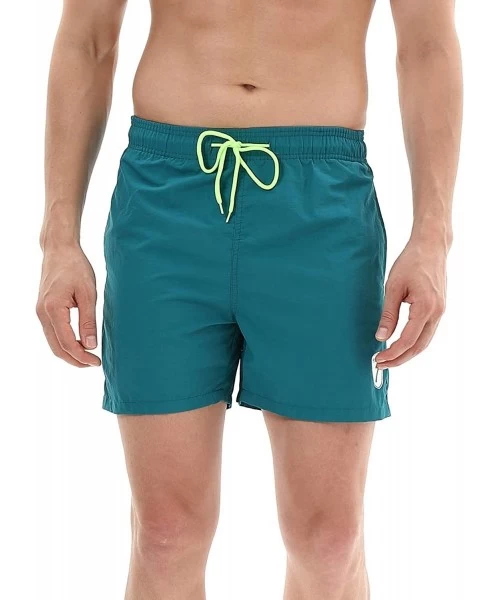 Trunks Mens Swim Trunks Quick Dry Swim Shorts with Mesh Lining Swimwear Bathing Suits - Long-dark Green - CY18UX6IY27