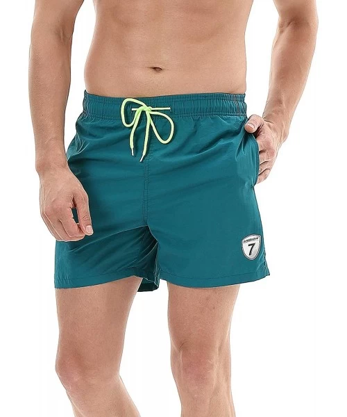 Trunks Mens Swim Trunks Quick Dry Swim Shorts with Mesh Lining Swimwear Bathing Suits - Long-dark Green - CY18UX6IY27