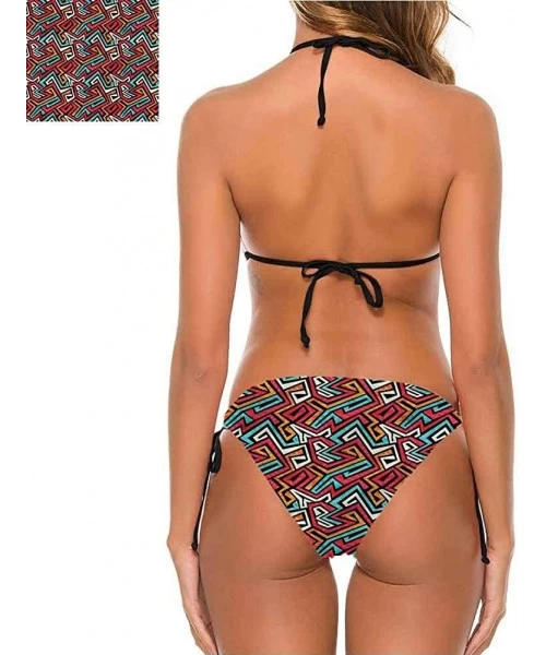 Sets Bikini Set Swimsuits Women's Light-Support String Hexagon Stripe Triangles - Multi 17 - C9190EAL4K5