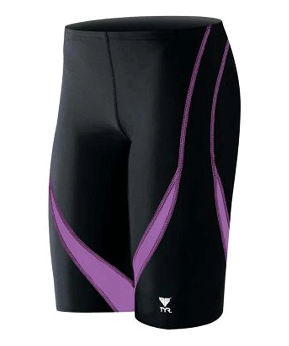 Racing Sport SALI1Y Boys Alliance Splice Nylon Jammer Swimsuit - Blk/Purple - C9111CVKR4H