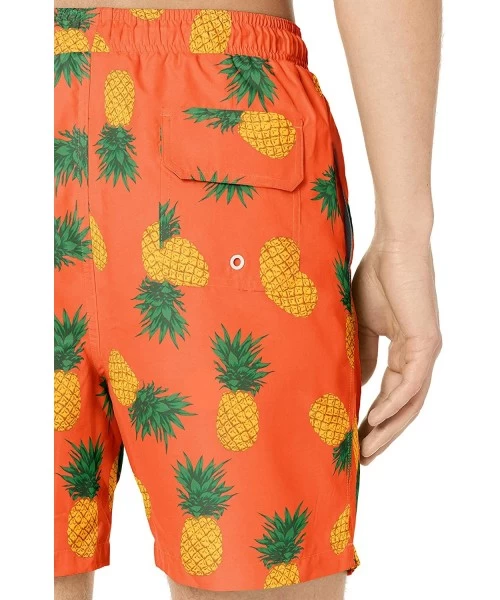 Trunks Men's 6" Inseam Tropical Hawaiian Print Swim Trunk - Coral Pineapple - CG18INQUDXM